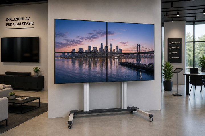 Supporto a Pavimento per 4 TV 32-60" per Video Wall - Techly ICA-TR4VW