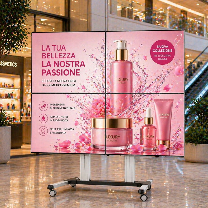 Supporto a Pavimento per 4 TV 32-60" per Video Wall - Techly ICA-TR4VW