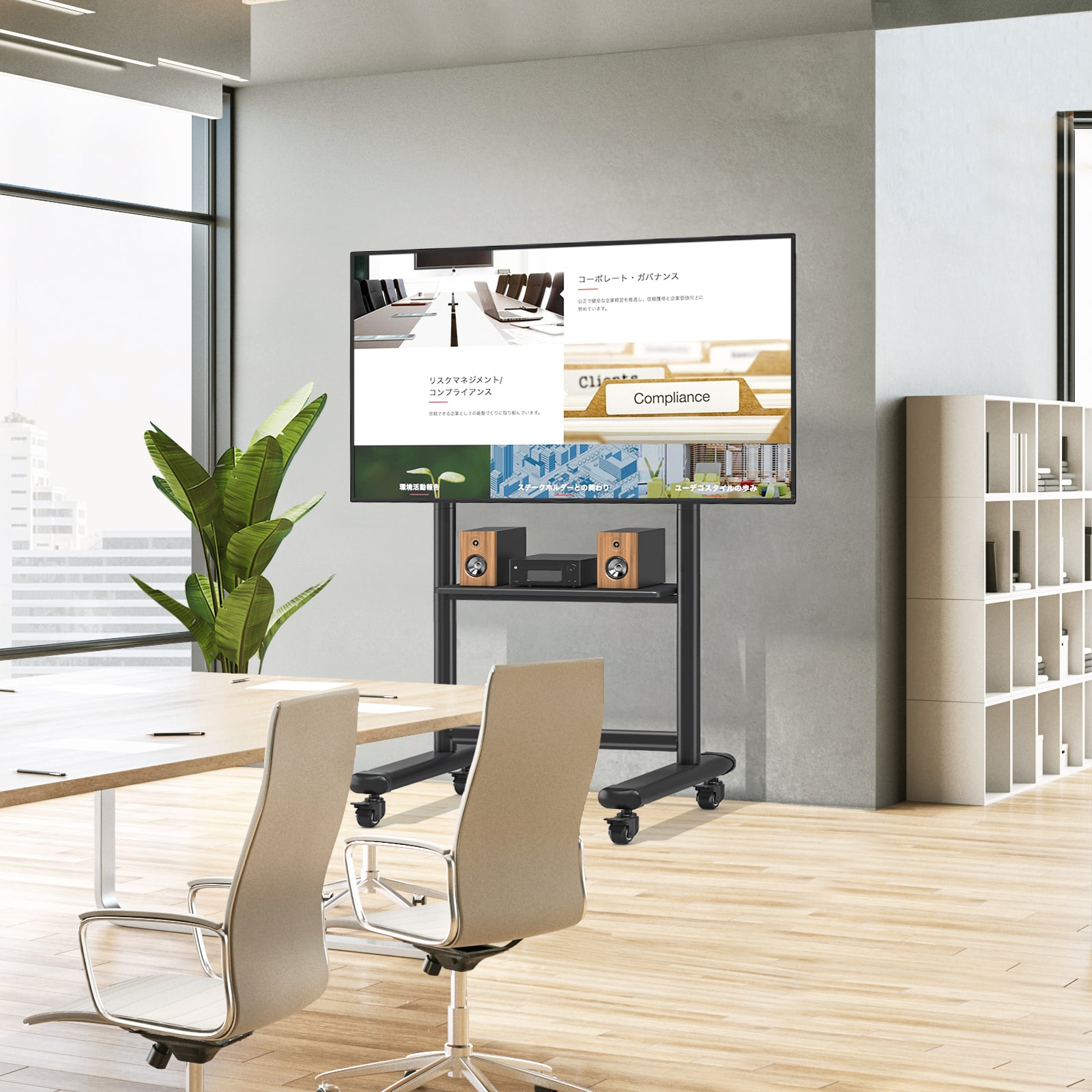 Supporto a Pavimento Trolley TV LCD/LED/Plasma 60-86'' Multifunzione - Techly ICA-TR533BK
