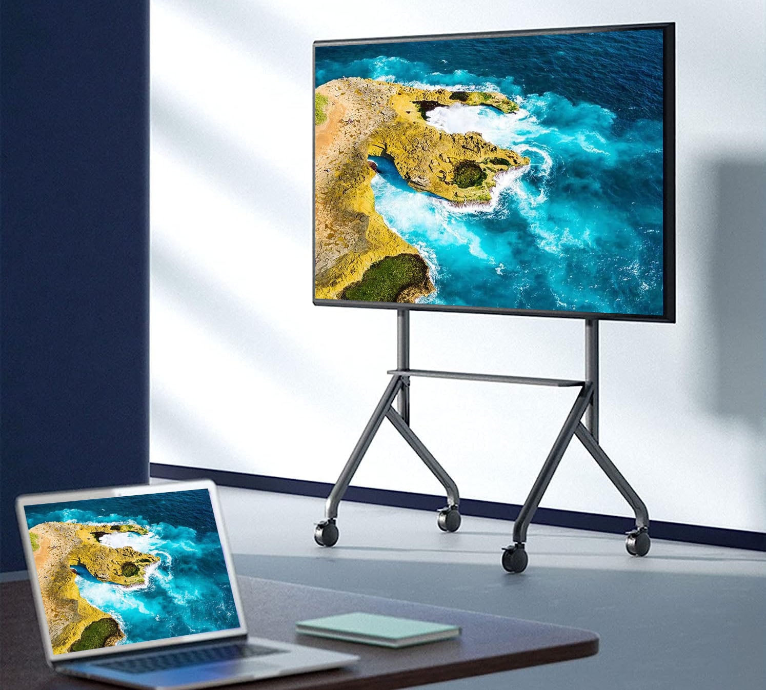 Supporto Mobile da Pavimento Multifunzione per TV LCD/LED/Plasma 65-100'' Nero - Techly ICA-TR53LB