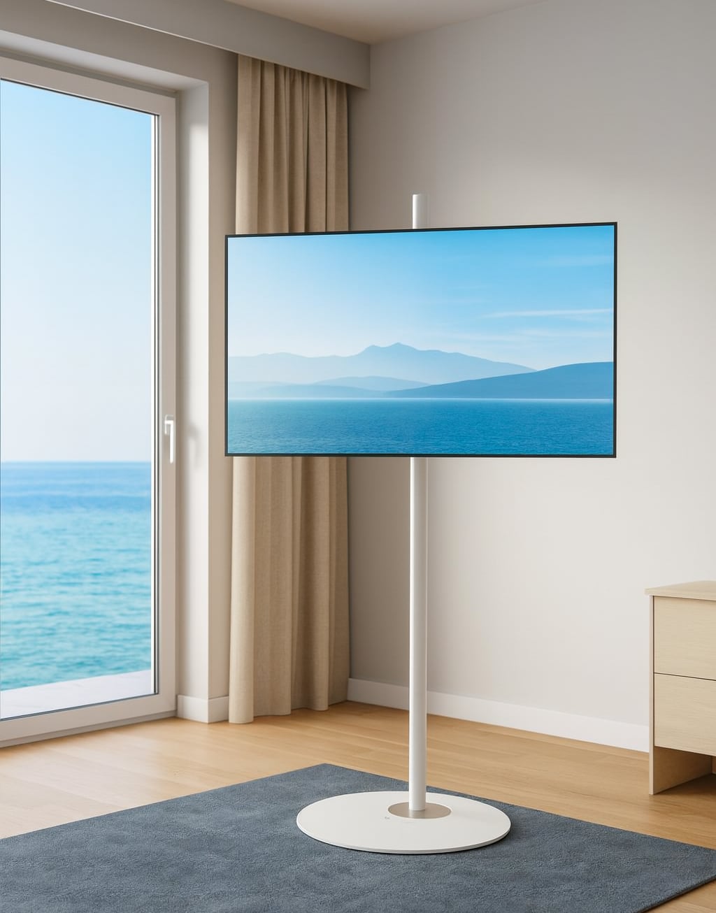 Stand da Pavimento TV/LED LCD 42''-65'' con Base Ovale Bianco - Techly ICA-TR544