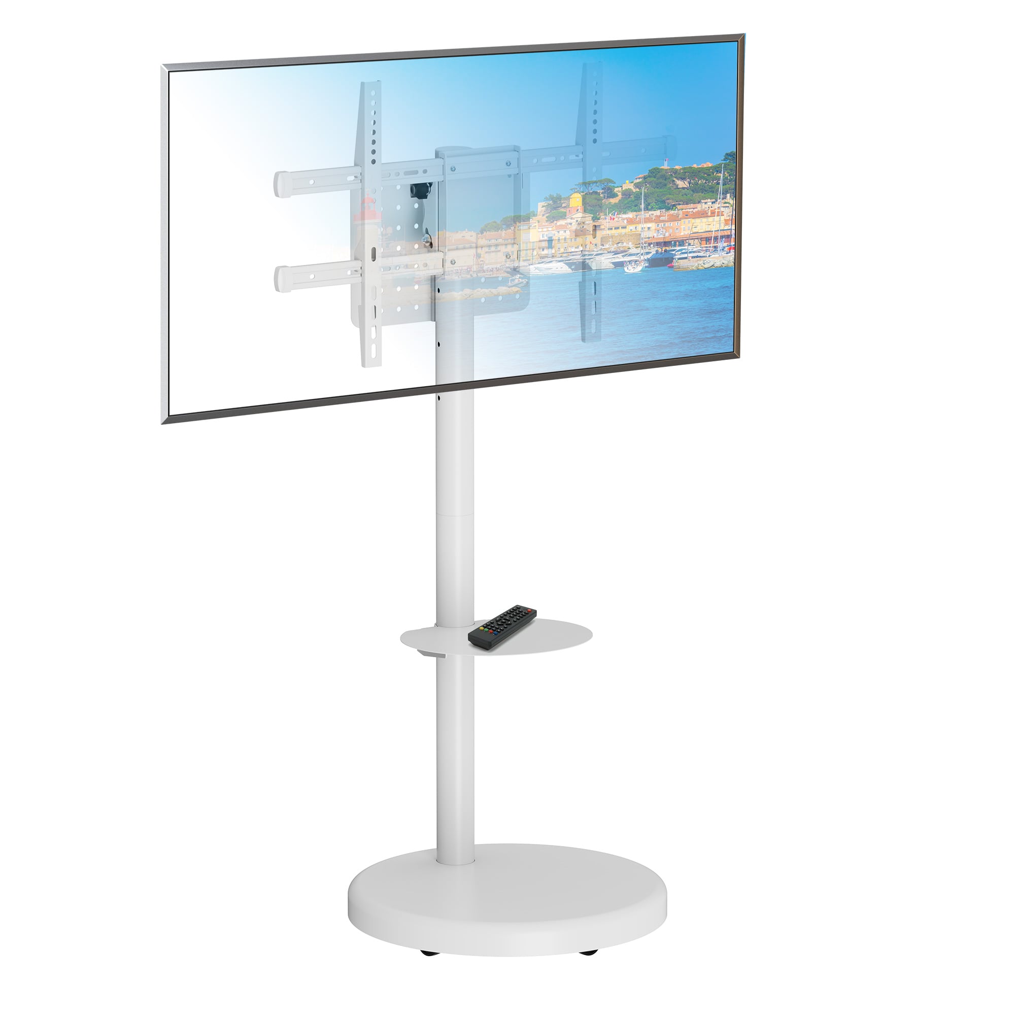 Supporto a Pavimento con Mensola Trolley TV LCD/LED/Plasma 37-86'' Bianco - Techly ICA-TR55