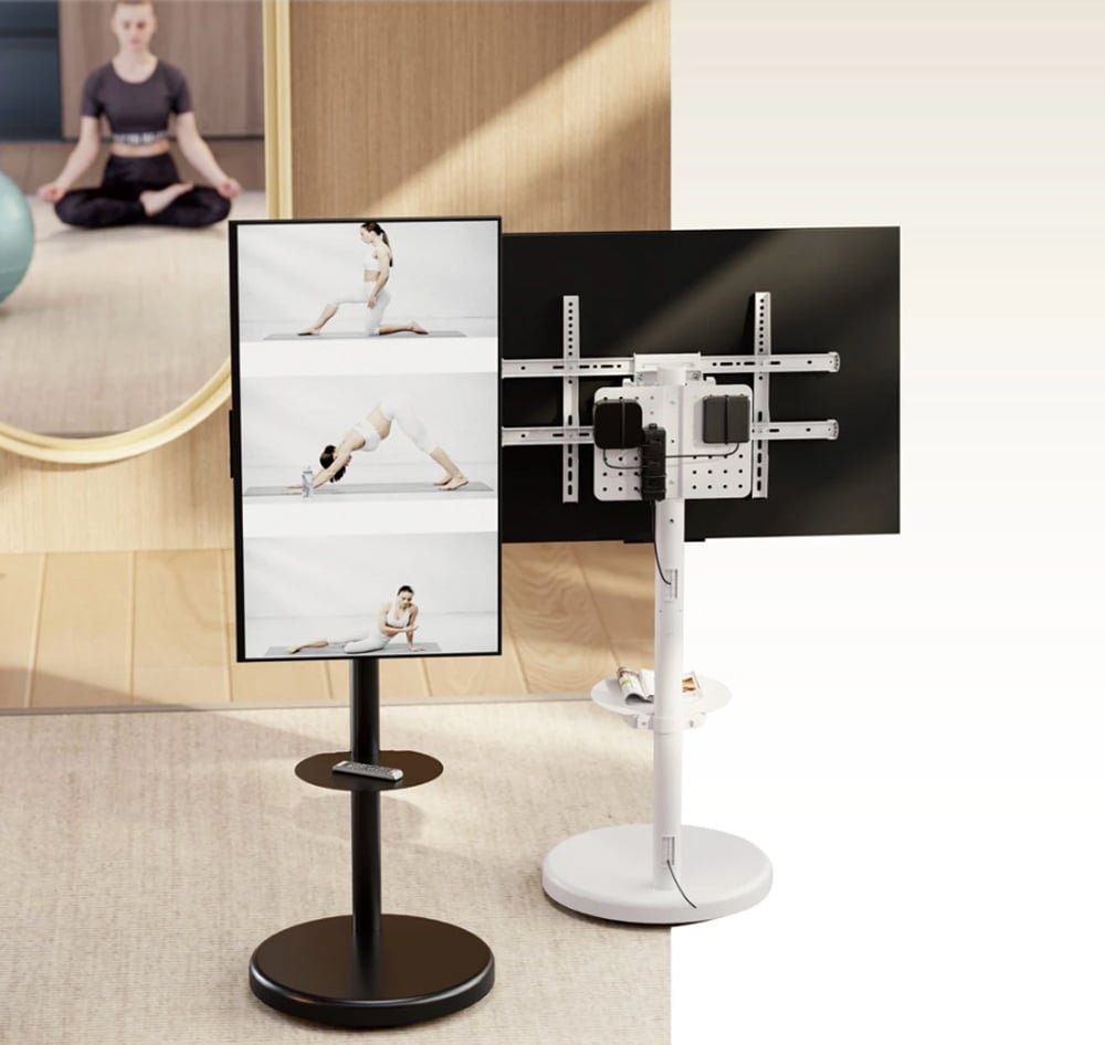 Supporto a Pavimento con Mensola Trolley TV LCD/LED/Plasma 37-86'' Bianco - Techly ICA-TR55
