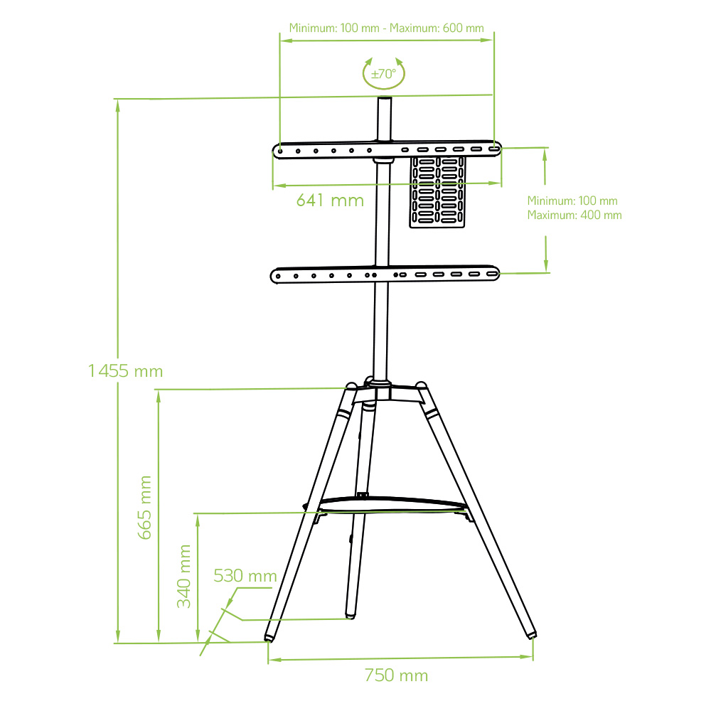 Supporto a Pavimento Cavalletto Tripod per TV LCD/LED/Plasma 32-65'' con Mensola - Techly ICA-TR58