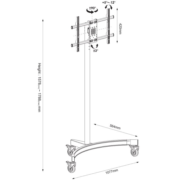 32 - 75' LED/LCD TV Floor Support with Round Base - Techly ICA-TR 605