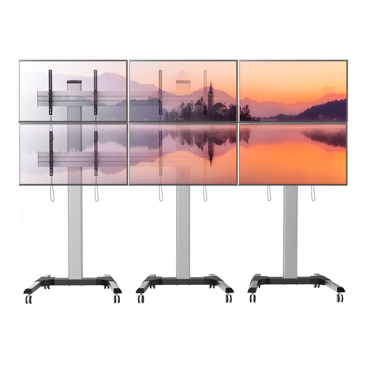Supporto a Pavimento per 6 TV LCD/LED 22-55" per Video Wall - Techly ICA-TR6VW
