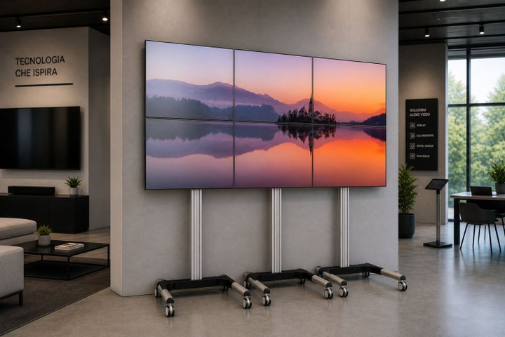 Supporto a Pavimento per 6 TV LCD/LED 22-55" per Video Wall - Techly ICA-TR6VW