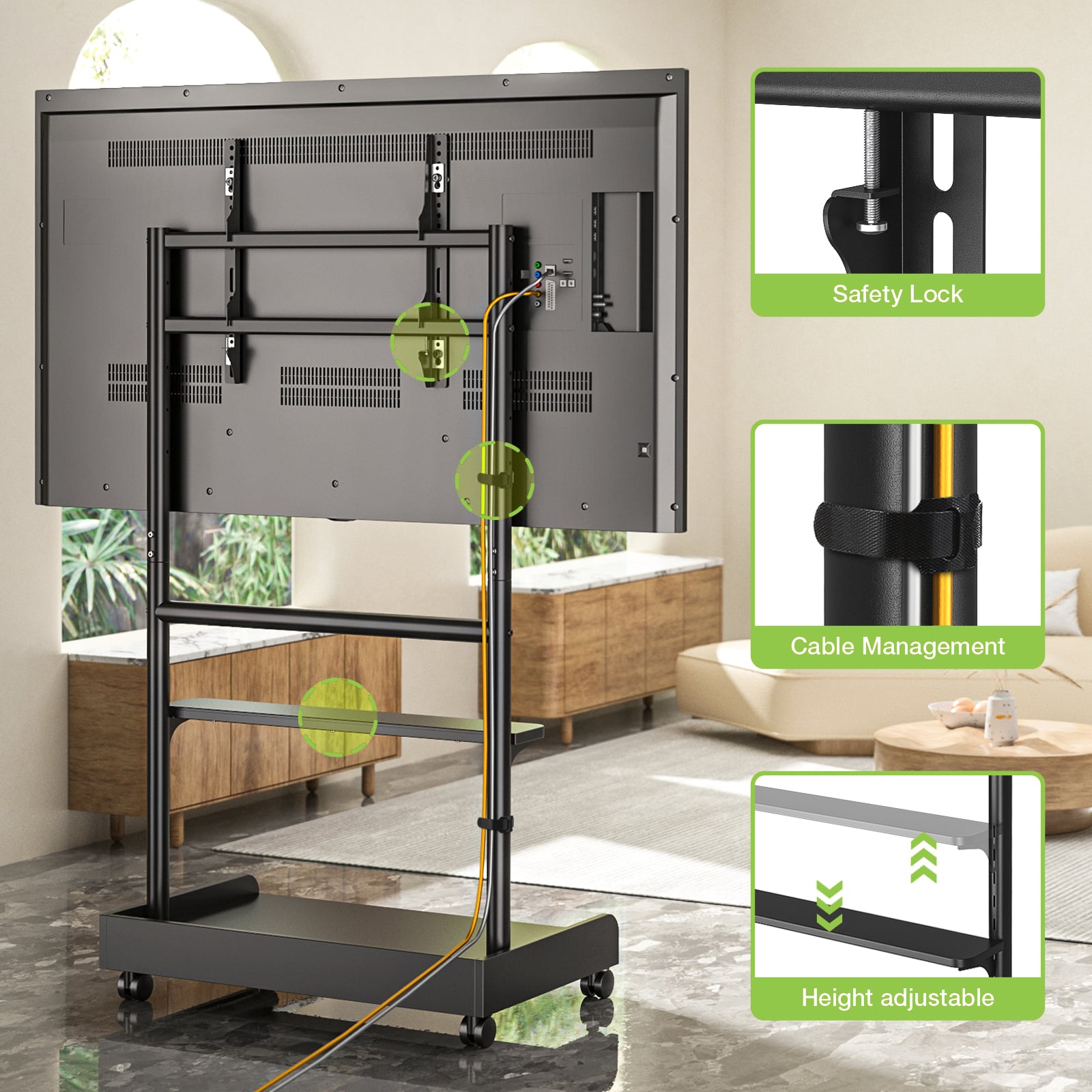 Supporto a Pavimento con Mensola per TV LCD/LED/Plasma 50-86'' - Techly ICA-TR701