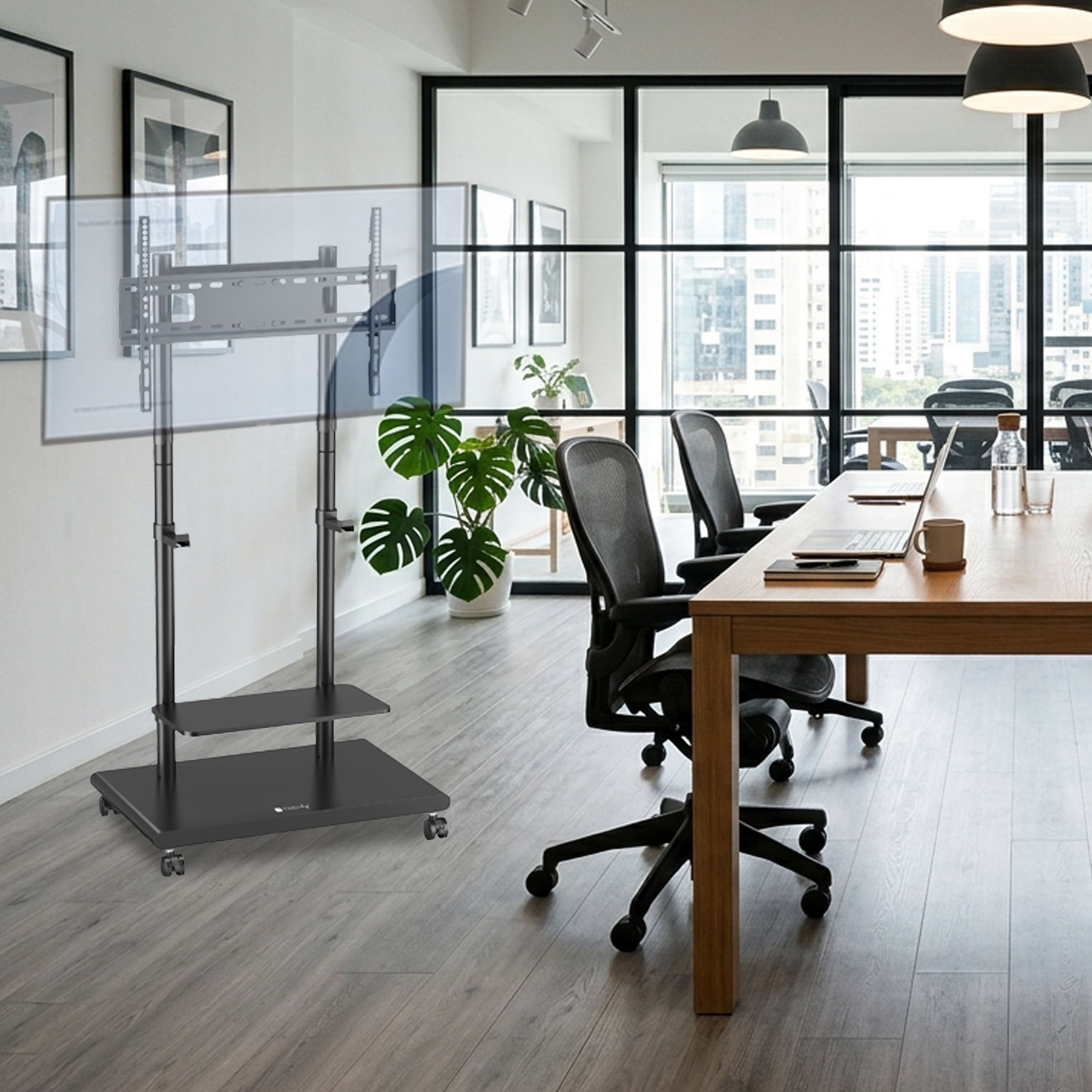 Supporto Mobile da Pavimento con Altezza Regolabile e Mensole, per TV da 37-75'' - Techly ICA-TR75