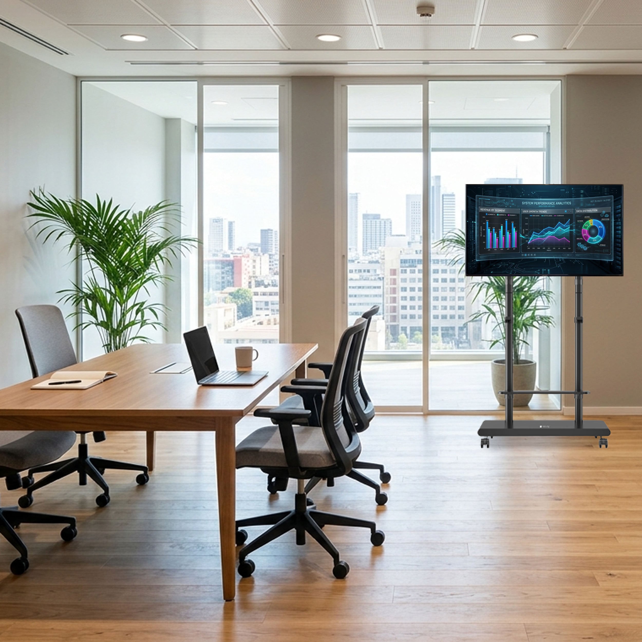 Supporto Mobile da Pavimento con Altezza Regolabile e Mensole, per TV da 37-75'' - Techly ICA-TR75