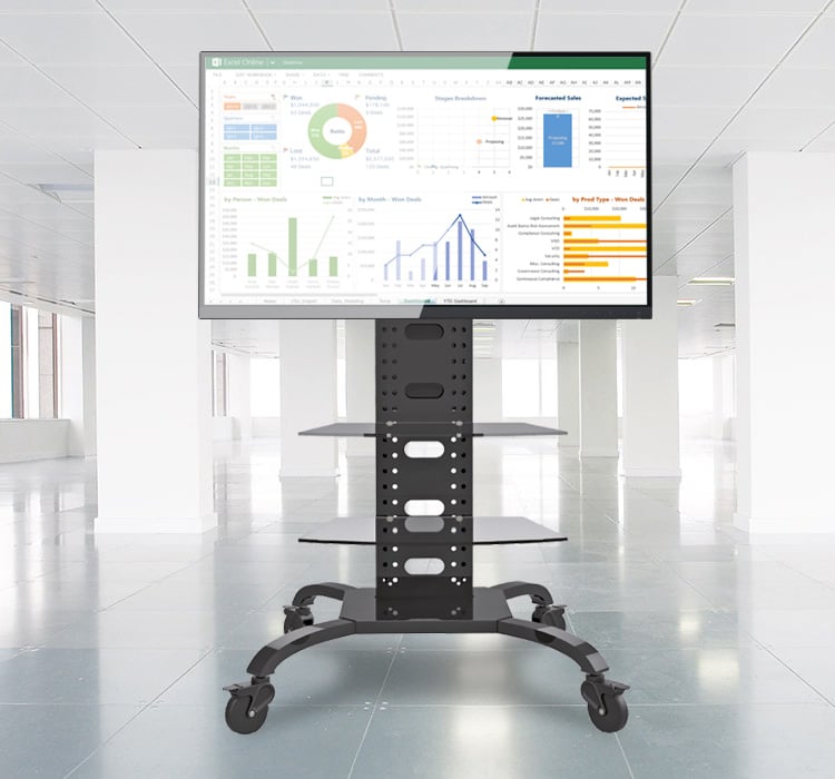 Supporto a Pavimento con 2 Mensole Trolley TV LCD/LED/Plasma 32-70'' - Techly ICA-TR8