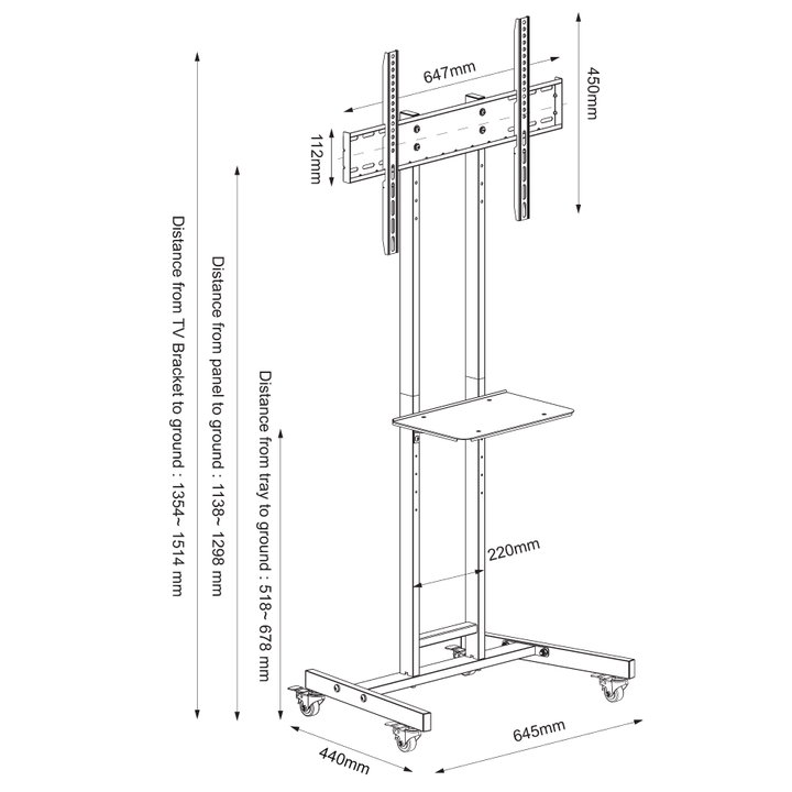 Supporto da Pavimento per TV LED/LCD 32-75'' con Mensola - Techly ICA-TR80