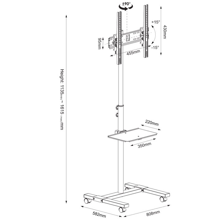 Supporto da Pavimento per TV LED/LCD 26-60" con Mensola - Techly ICA-TR875