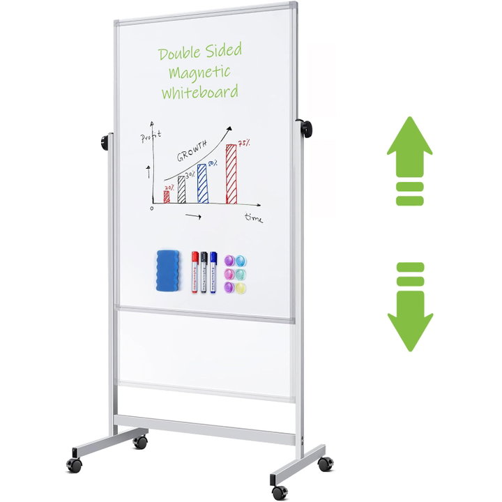 Magnetic Board 80 x 120 cm with Wheels and Adjustable Height - Techly ICA-WH 12080 W