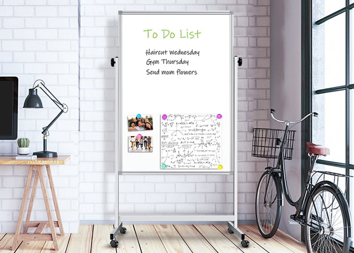 Magnetic Board 80 x 120 cm with Wheels and Adjustable Height - Techly ICA-WH 12080 W