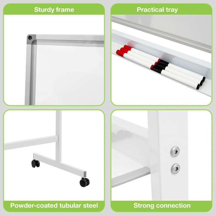 Magnetic Board 60 x 100 cm with Wheels - Techly ICA-WH 60100 W