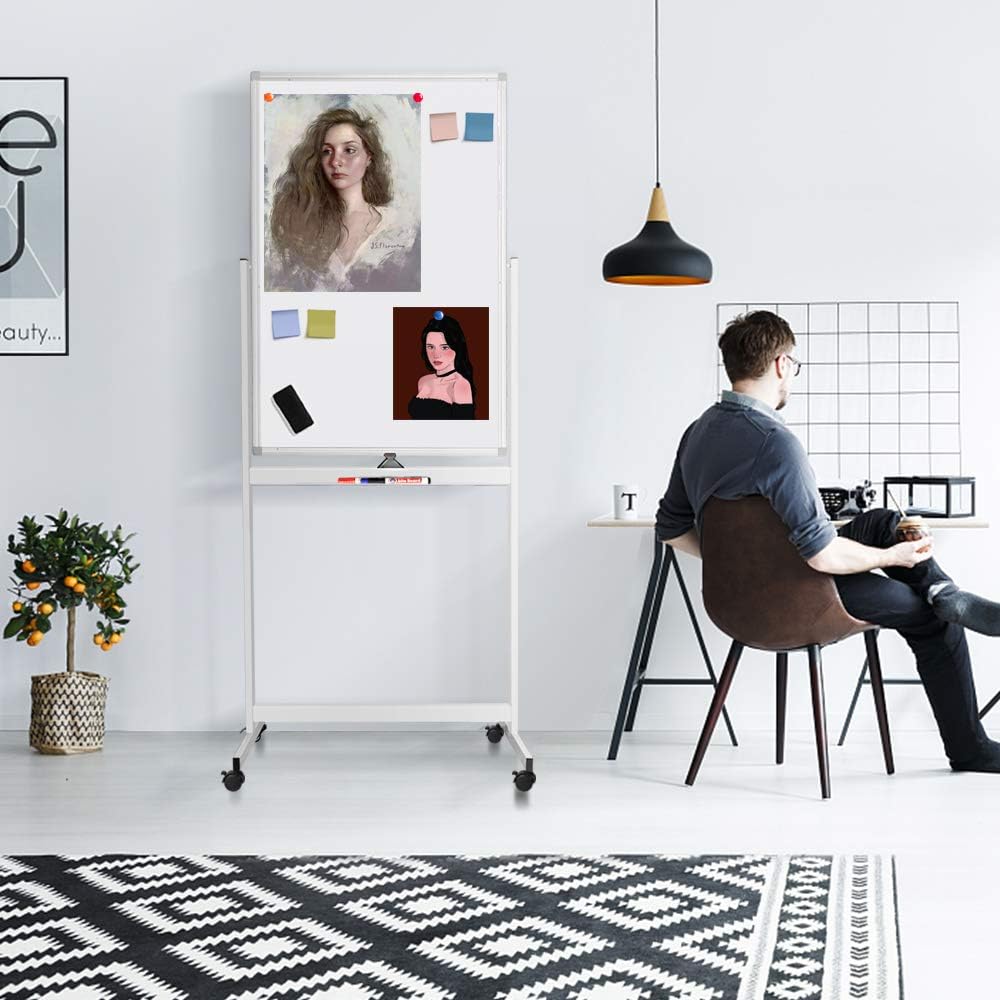 Magnetic Board 60 x 100 cm with Wheels - Techly ICA-WH 60100 W