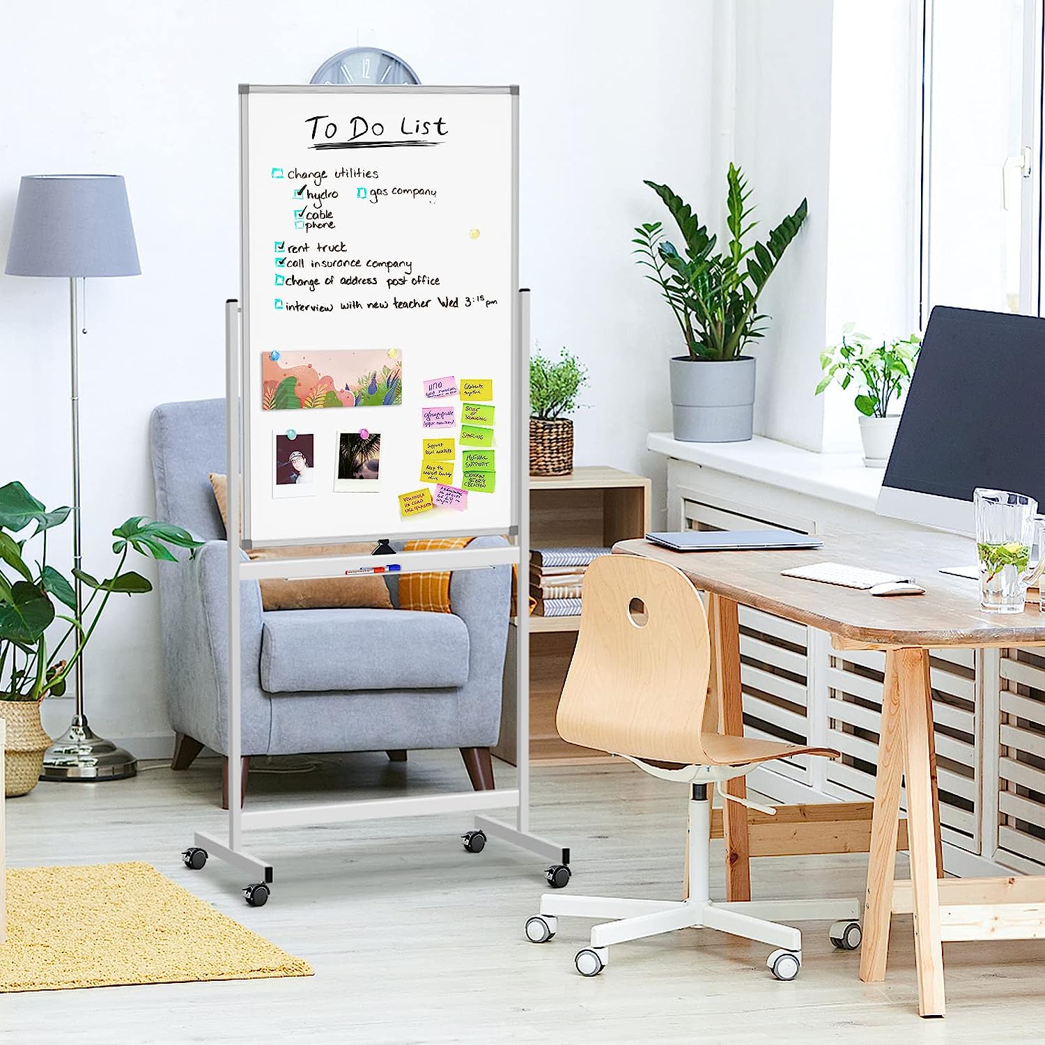 Magnetic Board 60 x 100 cm with Wheels - Techly ICA-WH 60100 W