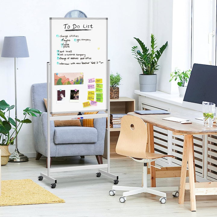 Magnetic Board 60 x 100 cm with Wheels - Techly ICA-WH 60100 W