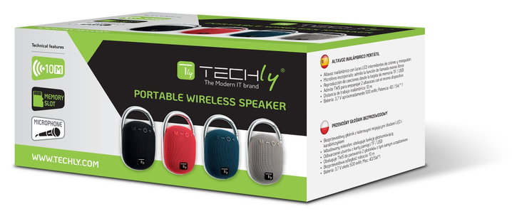 Mini Wireless Speaker BT V 5.3 Speaker LED Light Vivavoce TF USB Black - Techly ICASBL 321 BK