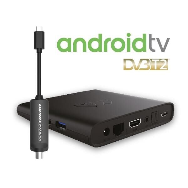 Decoder Smart AndroidTV BoxQ Google 4K Dolby con Dongle DVBT2 - ICAU-DPATV2