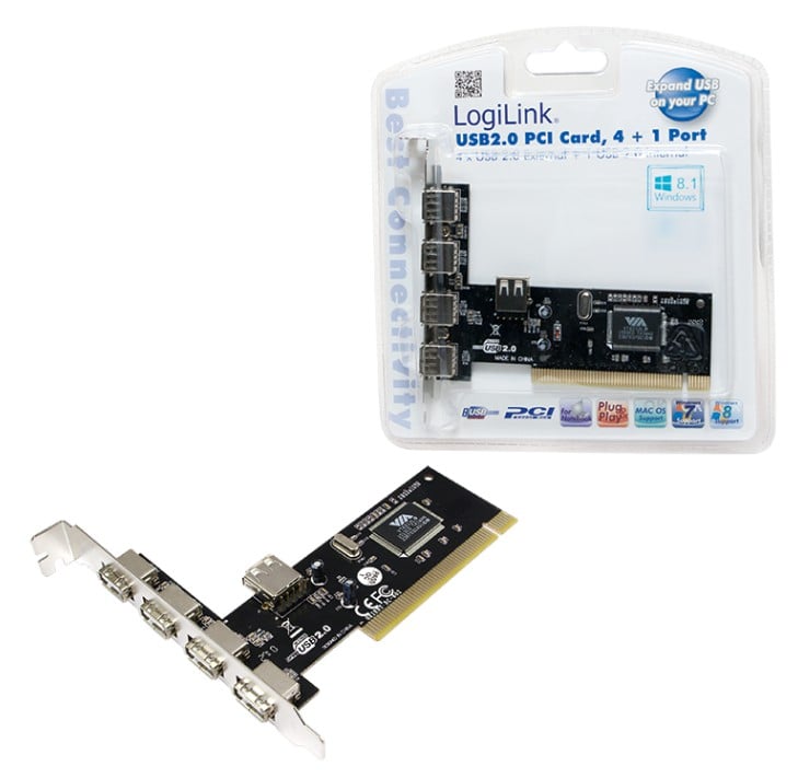 PCI USB 2.0 4 + 1 Ports - Logilink ICC IO-USB- 4 L