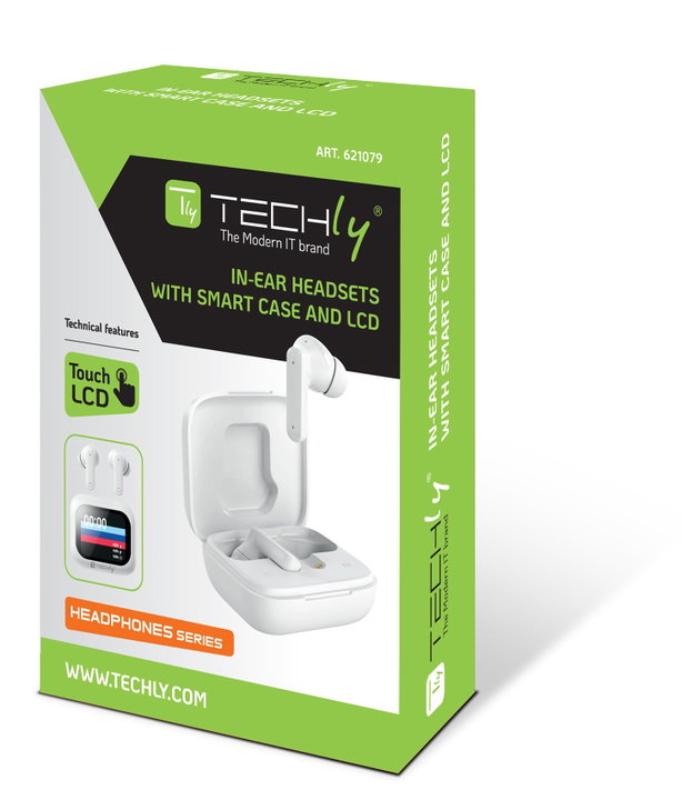 BT headphones with Smart Touch Screen LCD ANC - Techly ICC SB-BLT 08 W