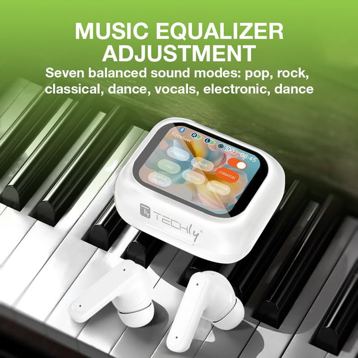 BT headphones with Smart Touch Screen LCD ANC - Techly ICC SB-BLT 08 W