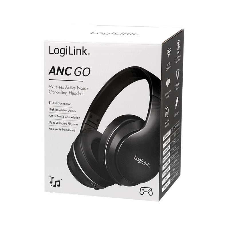 Cuffia Bluetooth V5.3 a Cancellazione Attiva del rumore ANC - Logilink ICC SB-BLT53