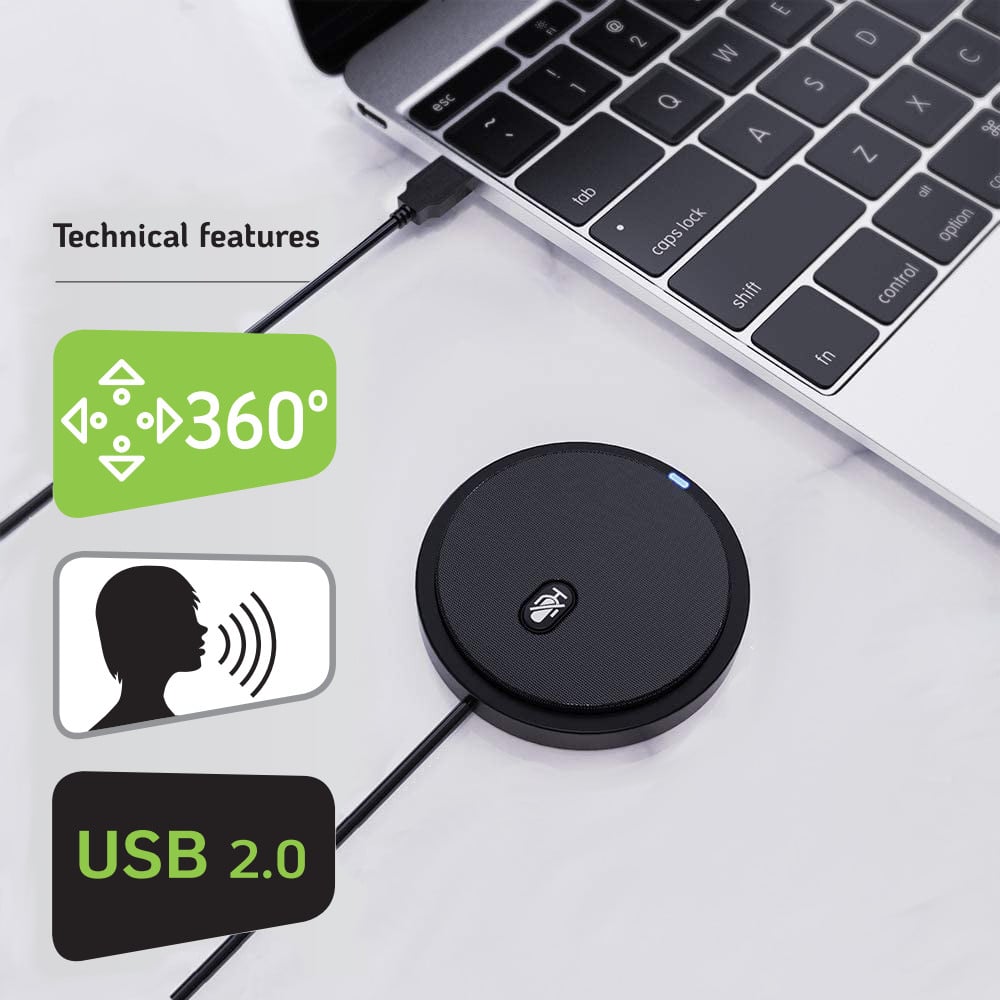 Microfono USB Omnidirezionale da Conferenza con Tasto Muto - Techly ICC SH-22