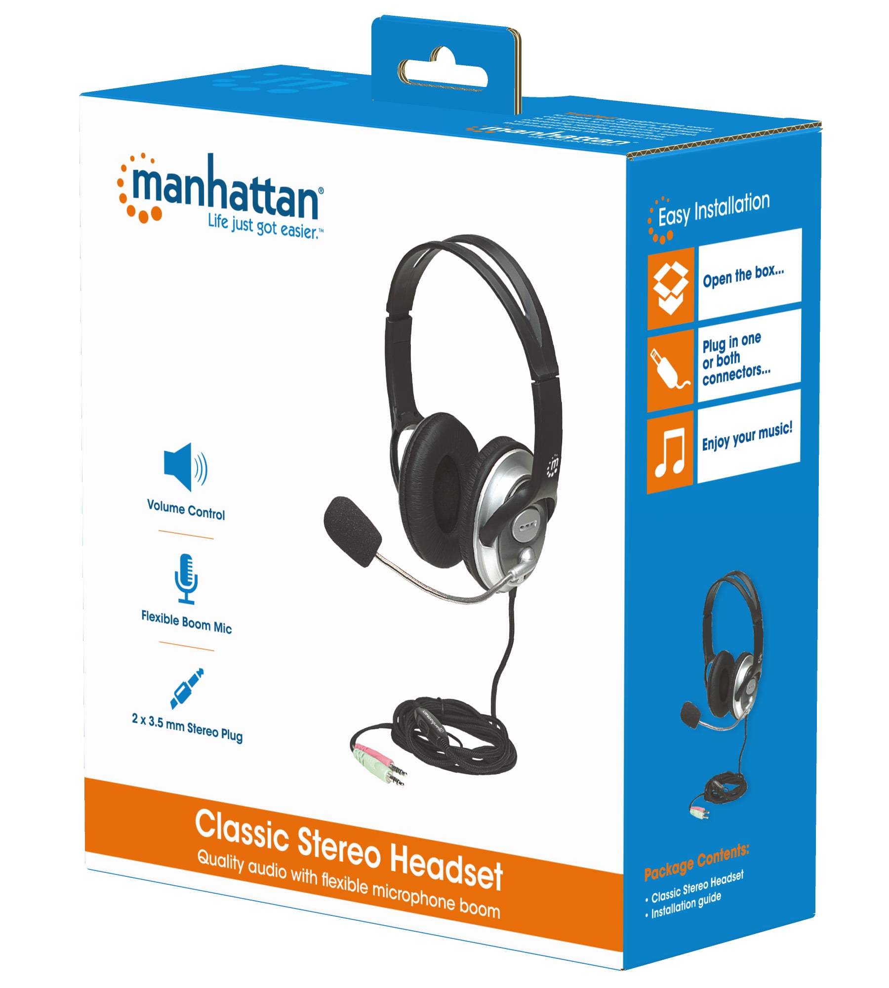 Cuffia Stereo Classica con Microfono 2x3.5mm - Manhattan ICC SH-555