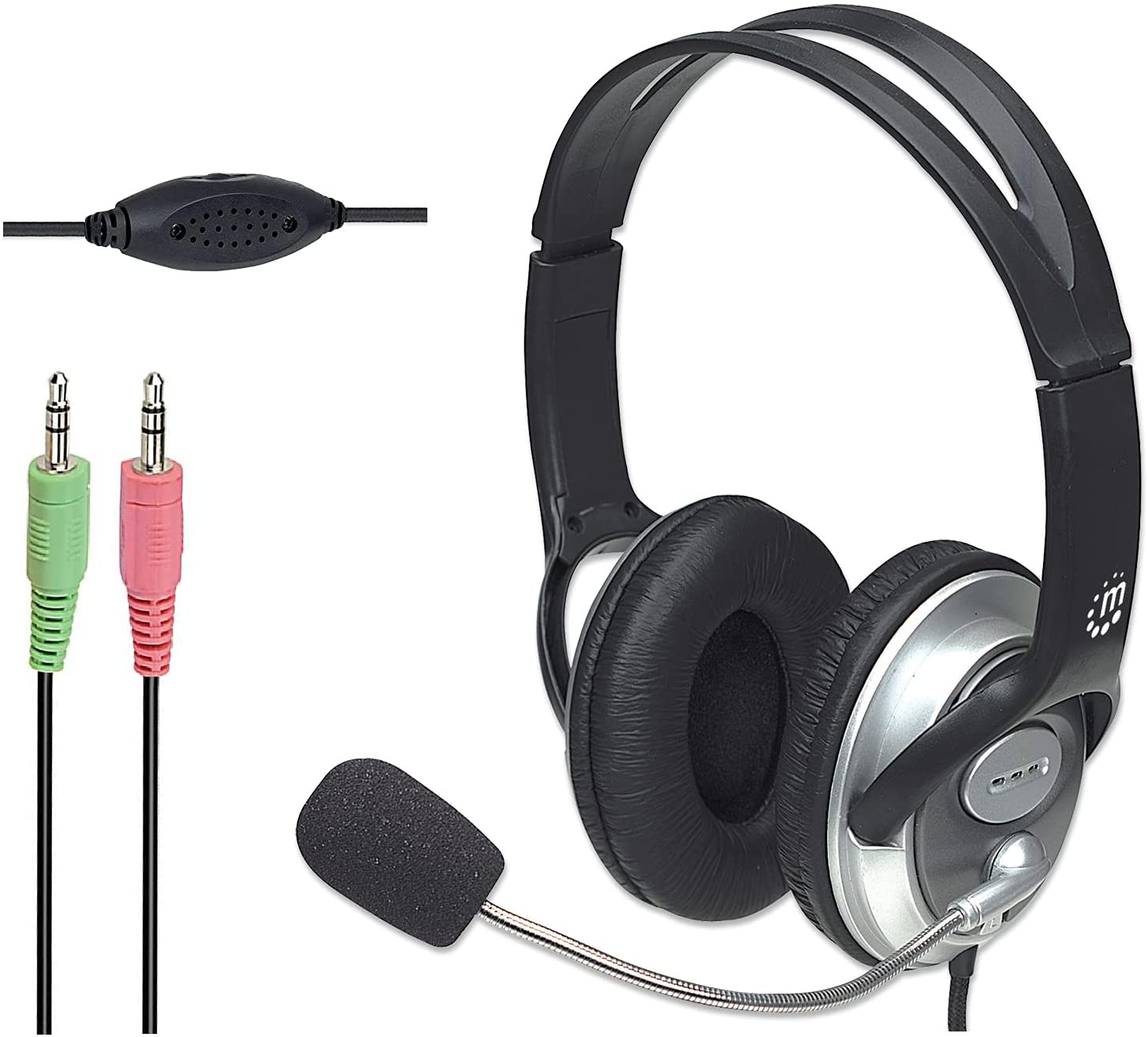 Cuffia Stereo Classica con Microfono 2x3.5mm - Manhattan ICC SH-555