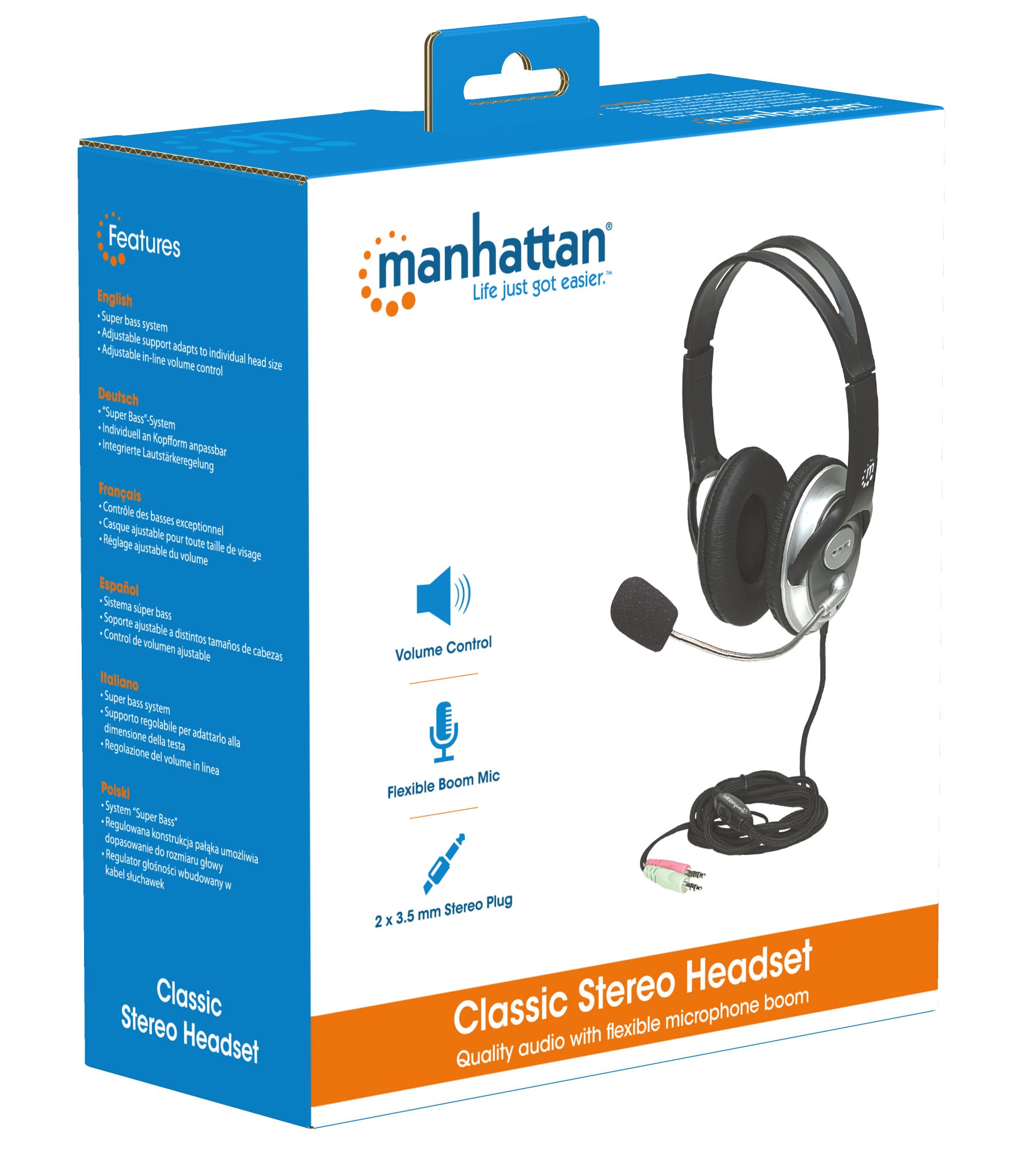 Cuffia Stereo Classica con Microfono 2x3.5mm - Manhattan ICC SH-555