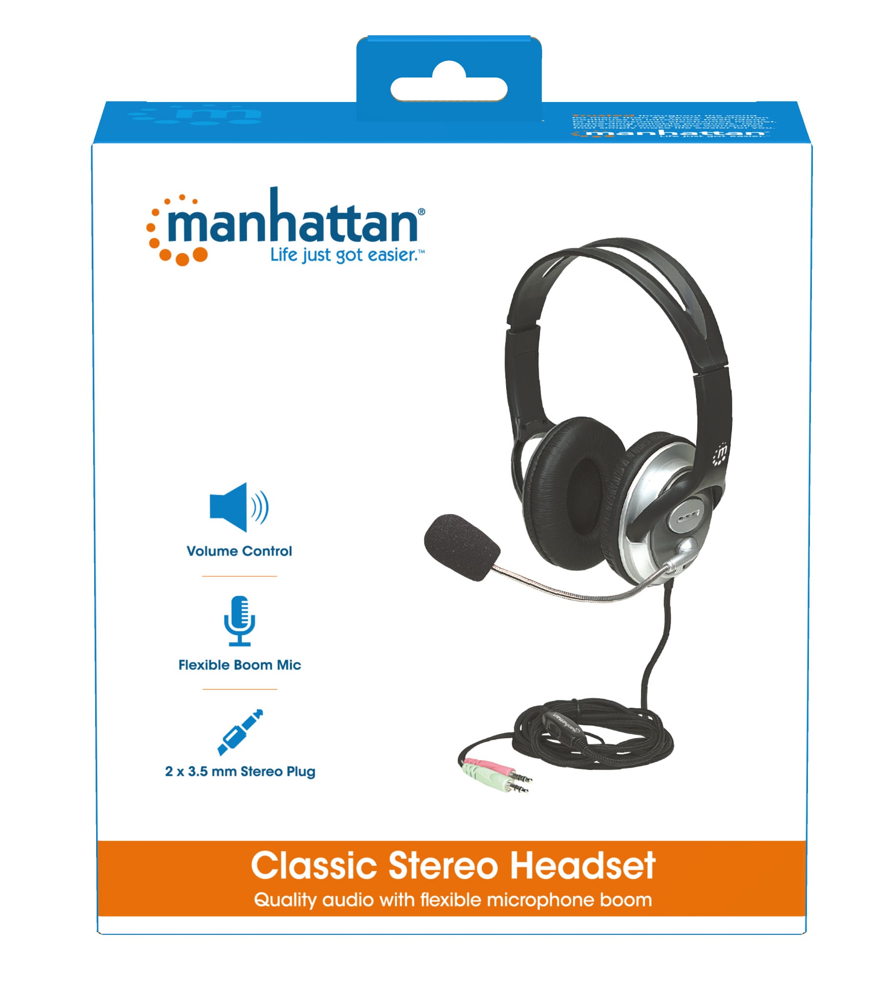 Cuffia Stereo Classica con Microfono 2x3.5mm - Manhattan ICC SH-555