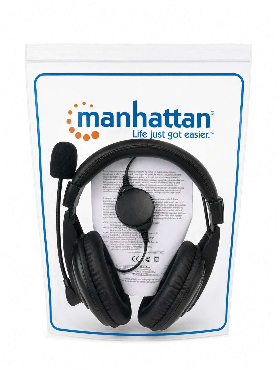 Cuffia stereo USB con Microfono Flessibile - Manhattan ICC SH-843U