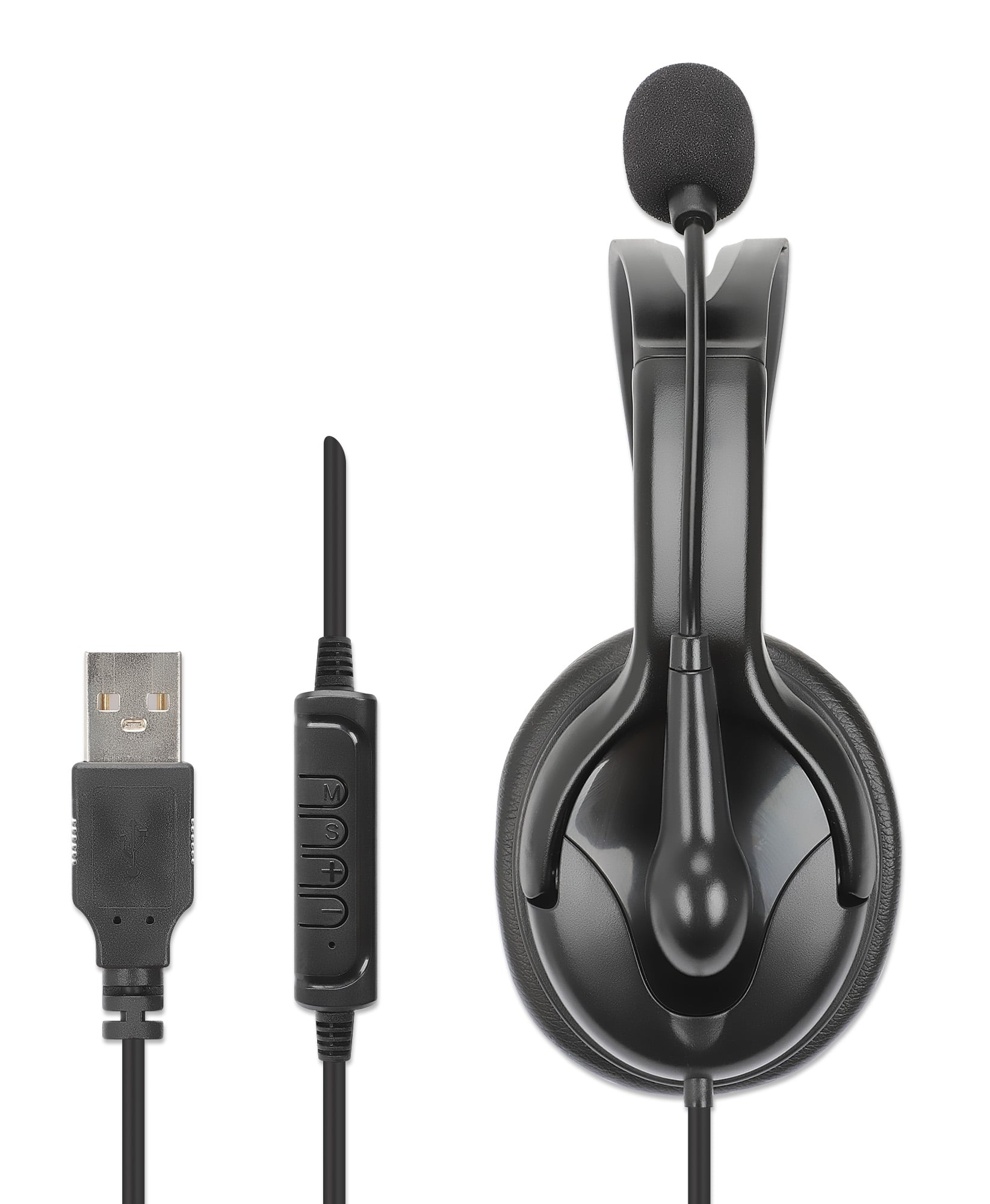 Cuffia Mono USB con Microfono Reversibile Cavo 2m - Manhattan ICC SH-849U