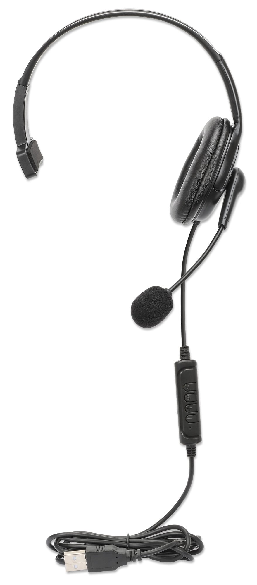 Cuffia Mono USB con Microfono Reversibile Cavo 2m - Manhattan ICC SH-849U