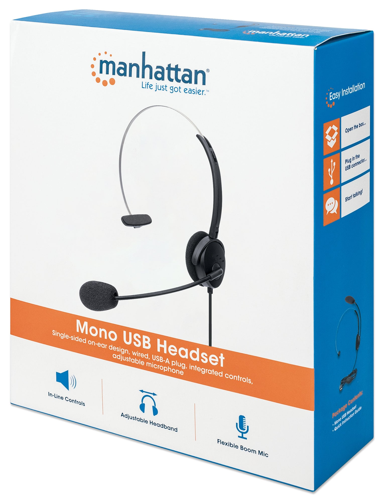 Cuffie Mono USB con Microfono Flessibile - Manhattan ICC SH-867U