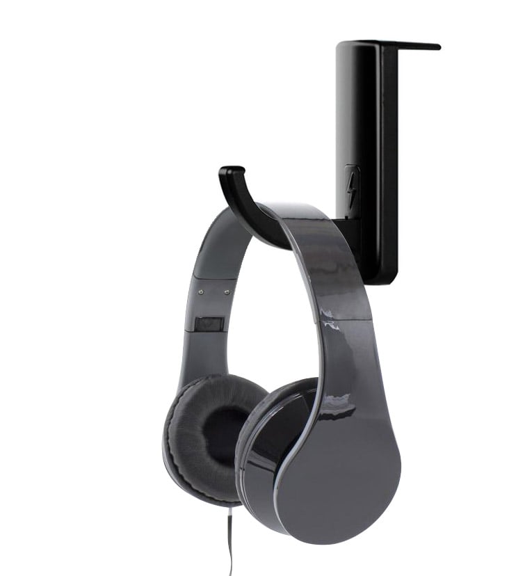Supporto Cuffie Adesivo Universale per Monitor e Scrivania Nero (2 Pezzi) - Techly ICC SH-HANGTY