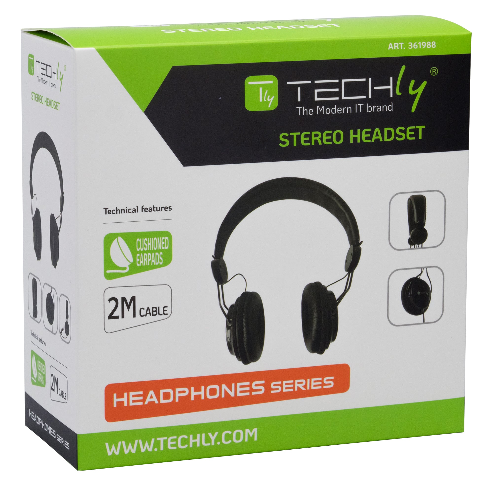 Cuffia Stereo con Auricolari ed Archetto Imbottiti - Techly ICC-HS736TY
