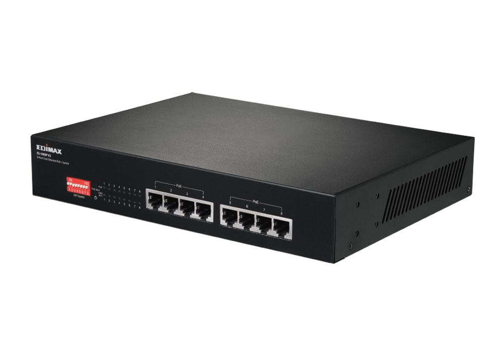 Switch Fast Ethernet 8 Porte a Lungo Raggio con 8 porte PoE+ e DIP Switch, ES-1008P V2 - Edimax ICE-ES1008P