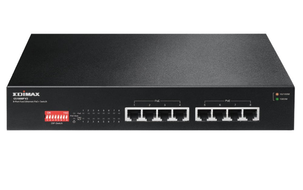 Switch Gigabit PoE+ 8 porte a Lungo Raggio con DIP Switch, GS-1008P V2 - Edimax ICE-GS1008P