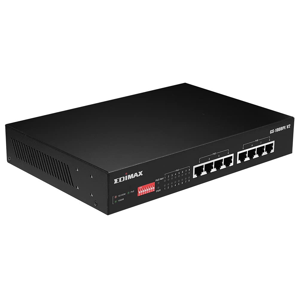 Switch PoE+ Gigabit Ethernet 8 Porte a Lungo Raggio con Switch DIP, GS-1008PL V2 - Edimax ICE-GS1008PL