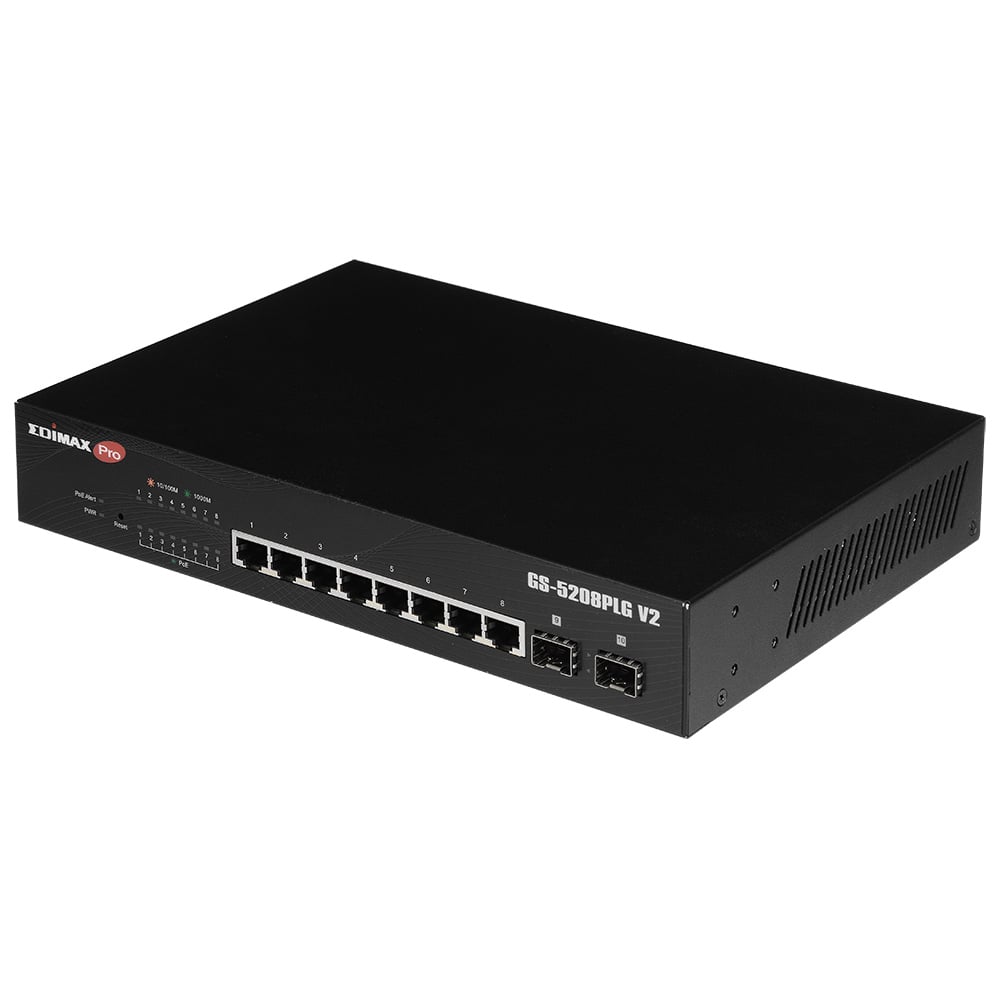 Smart Switch Web 10 porte Gigabit PoE+ 2 porte SFP, GS-5208PLG V2 - Edimax ICE-GS5208PLGV2
