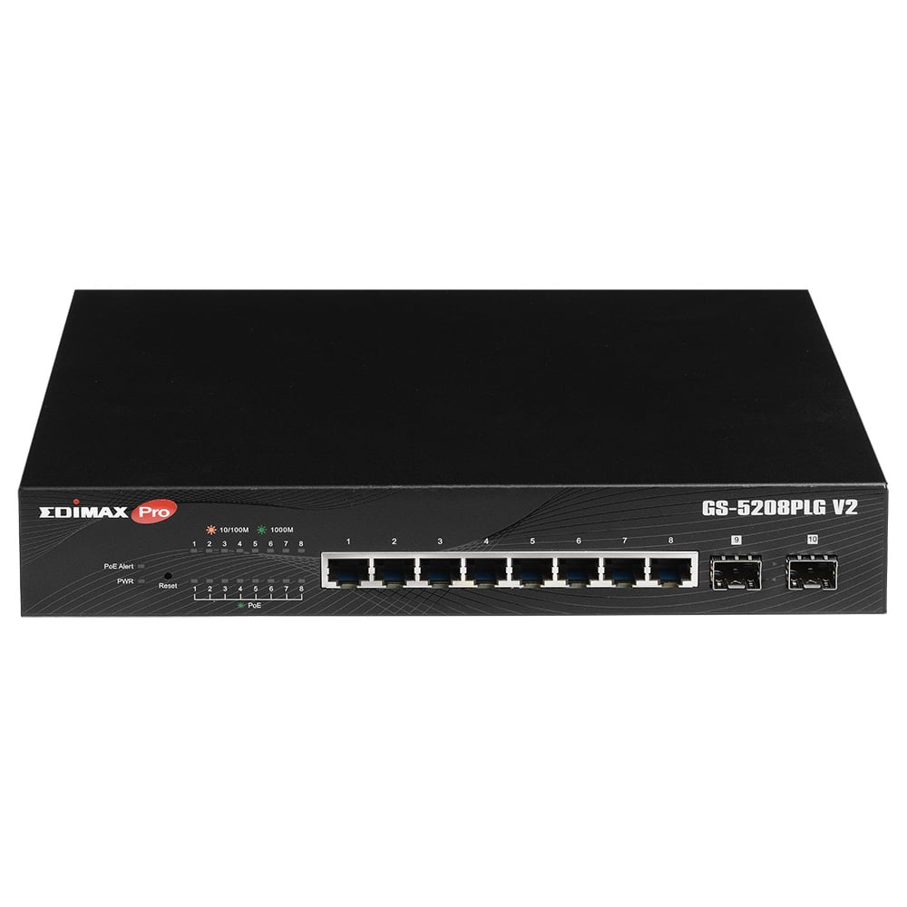 Smart Switch Web 10 porte Gigabit PoE+ 2 porte SFP, GS-5208PLG V2 - Edimax ICE-GS5208PLGV2