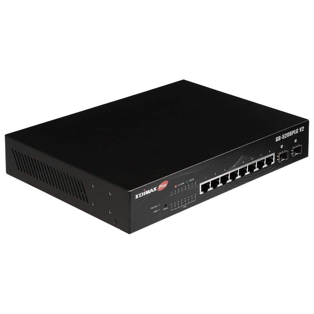 Smart Switch Web 10 porte Gigabit PoE+ 2 porte SFP, GS-5208PLG V2 - Edimax ICE-GS5208PLGV2