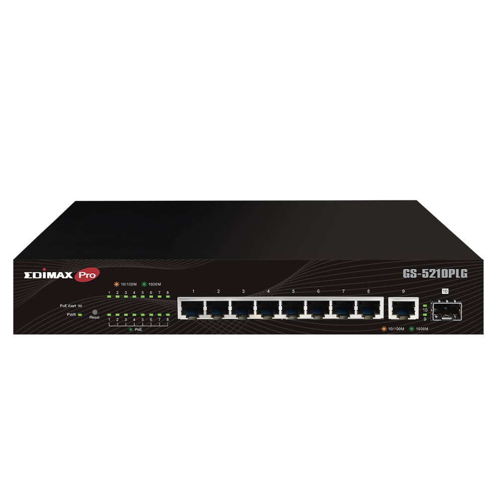 Smart Switch Web 10 porte Gigabit PoE+ 1 porta SFP, GS-5210PLG - Edimax ICE-GS5210PLG