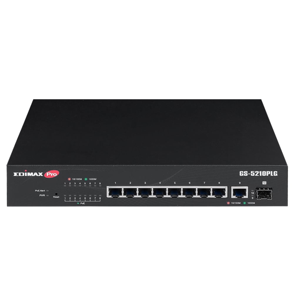 Smart Switch Web 10 porte Gigabit PoE+ 1 porta SFP, GS-5210PLG - Edimax ICE-GS5210PLG
