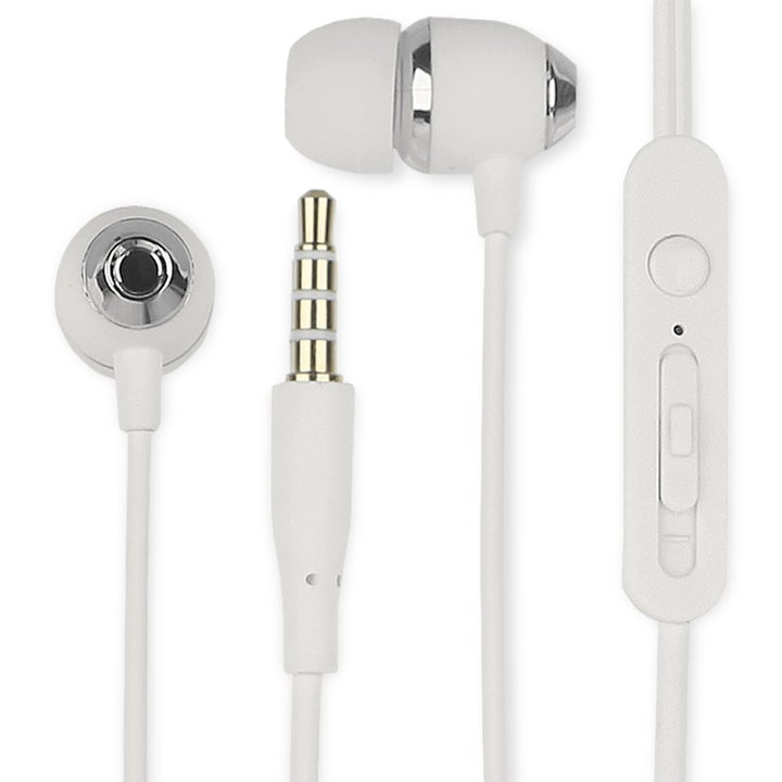 Headphones Audio 3.5 mm with Microphone Volume Control V 5 White - Fontastic ICFT- 253805