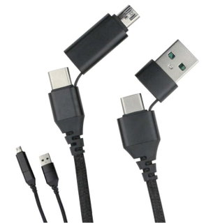 Cavo di Sincronizzazione e Ricarica USB-C USB-A e Micro USB 1.2m Nero - Fontastic ICFT-255175